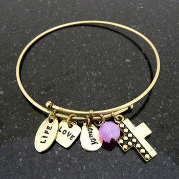 Bracelet, Faith, 3D Cross, Gold