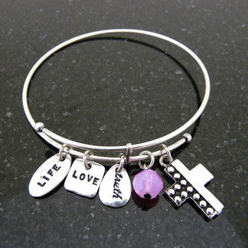 Bracelet, Faith, 3D Cross, Silver