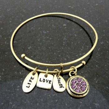 Bracelet, Birthstone, February, Gold