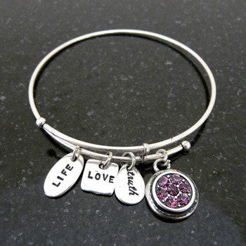 Bracelet, Birthstone, February, Silver