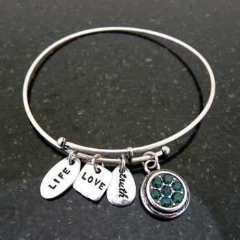 Bracelet, Birthstone, May, Silver